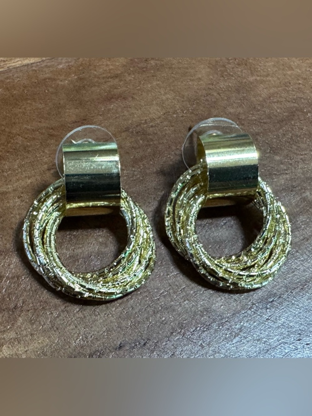 2/$20 Gold Hoop Drop Stud Earrings Elegant Women's Jewelry Set Neutral Gold Tone - Picture 2 of 2